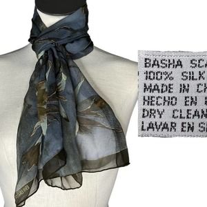 Vintage 90s 100% Silk Scarf Floral Bill Blass